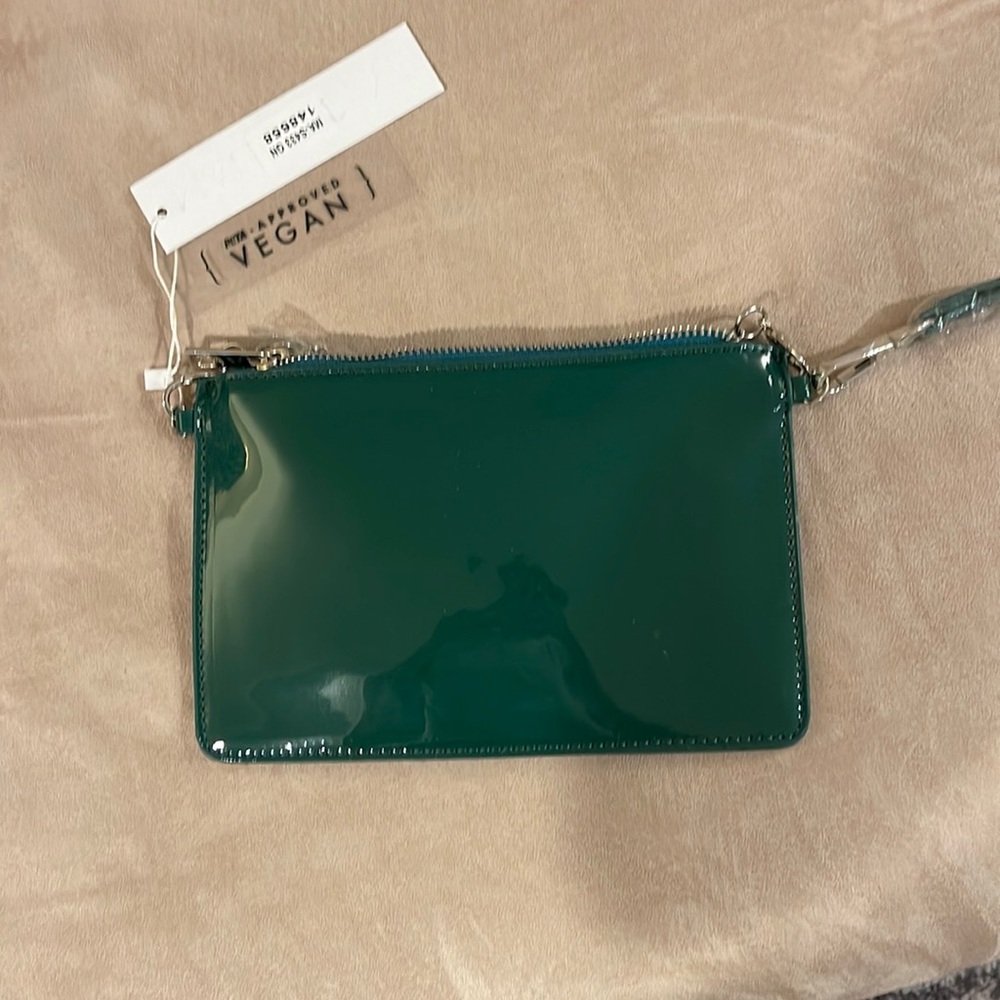 NWT Malibu sky green pleather clutch/shoulder bag